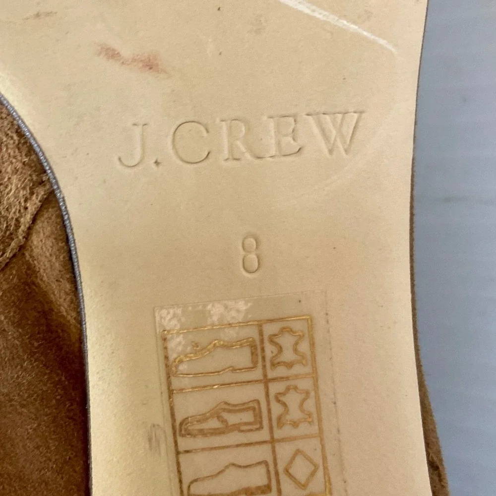 J Crew Hadley Suede Leather Block Heel Ankle Boot Walnut Cognac Brown Womens 8